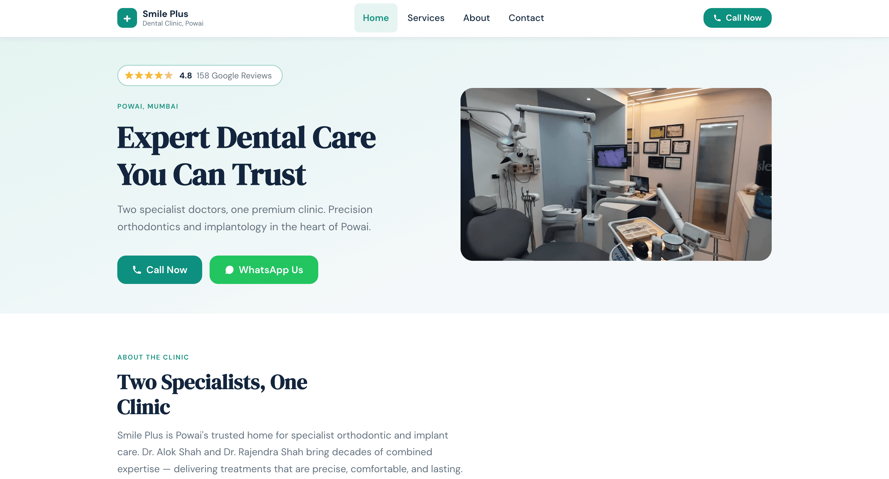 Smile Plus Dental Clinic homepage